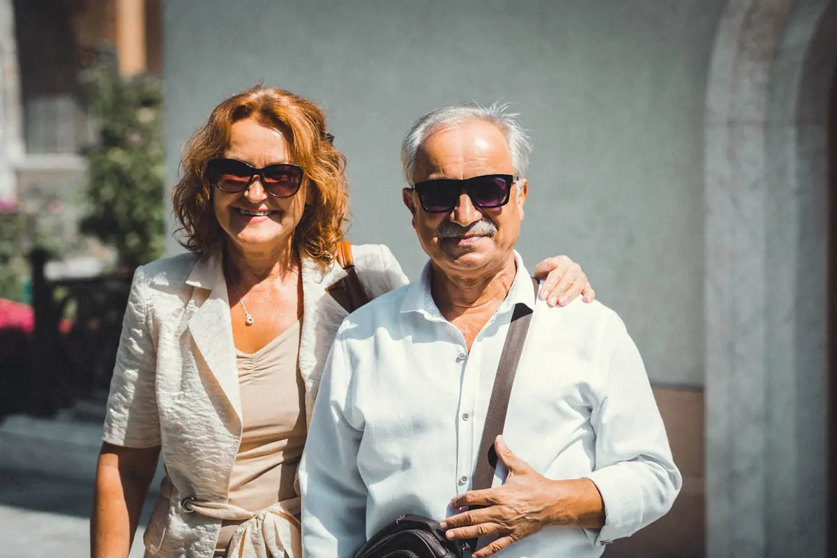 Senior couple traveling