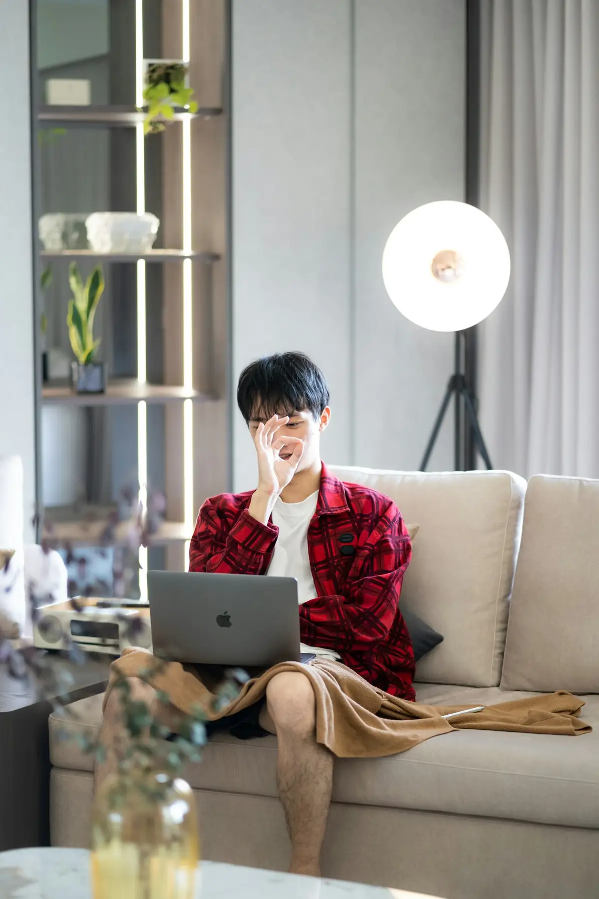Thoughtful person researching