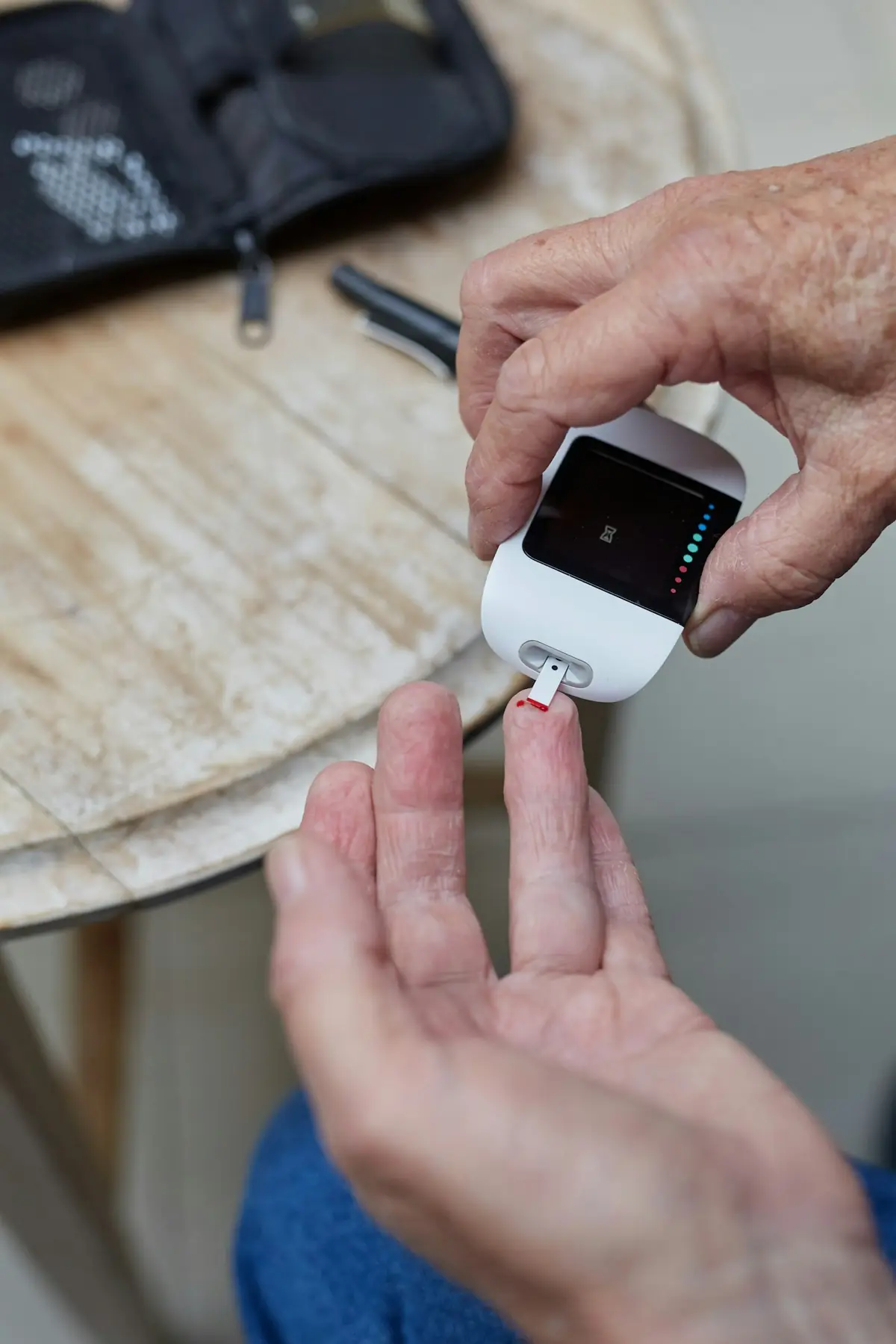 Checking blood sugar with a glucometer