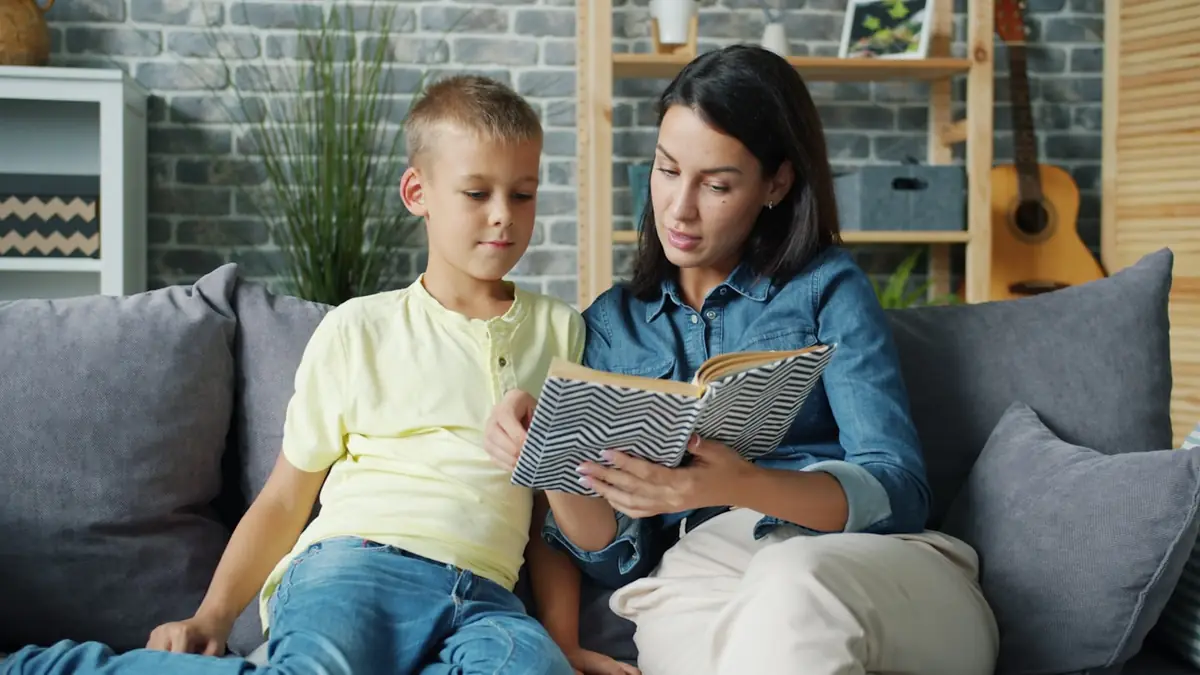 Parent and child reading together