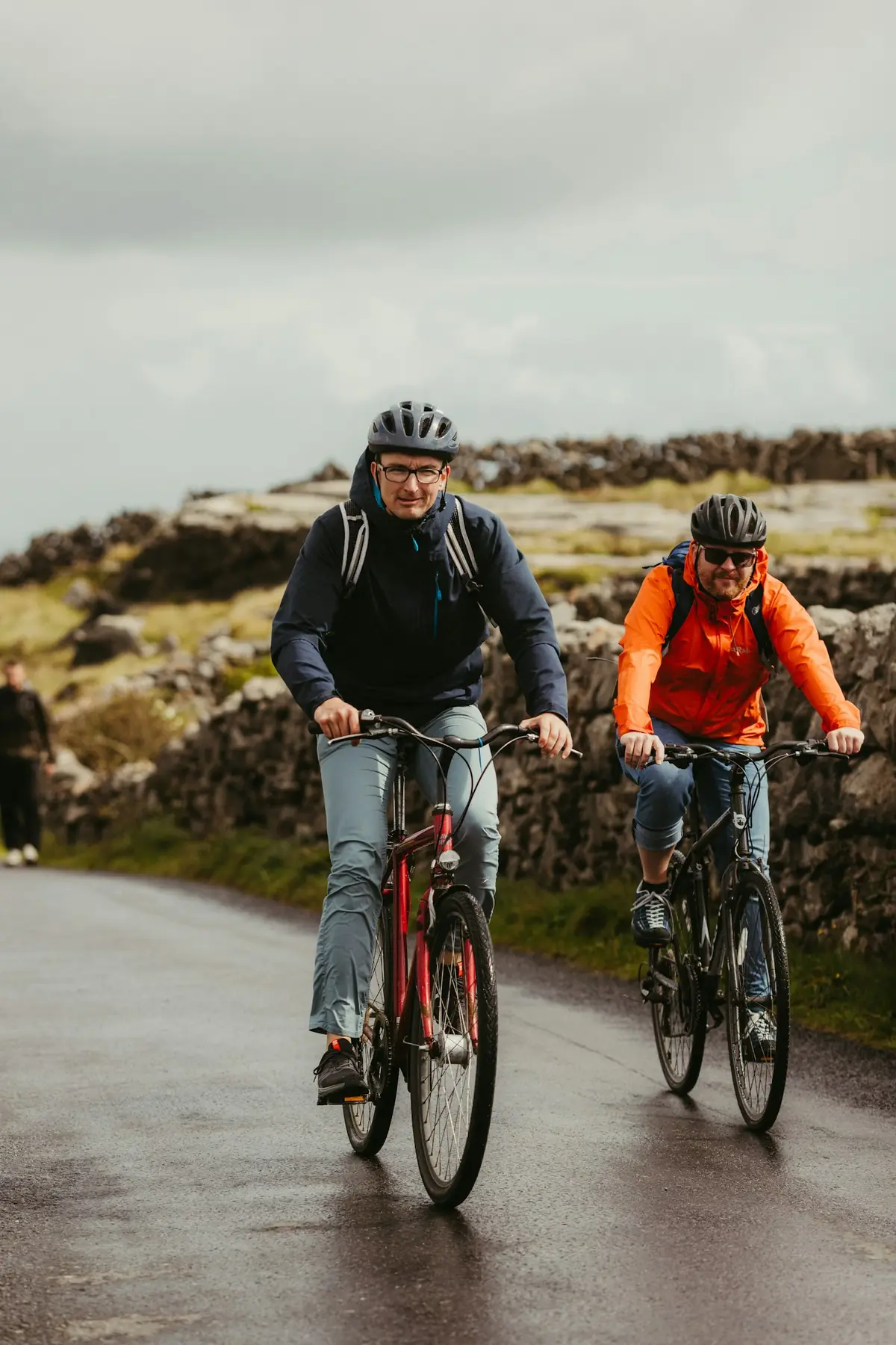 Retired couple cycling